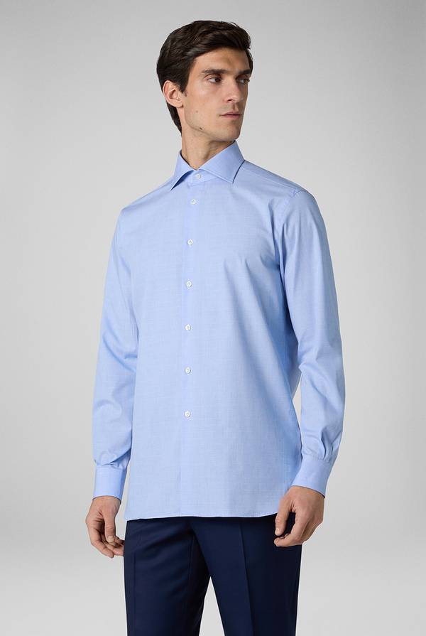 Lab. Pal Zileri Camicia Principe di Galles azzurra Nuovo