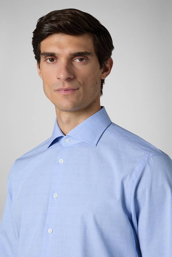 Lab. Pal Zileri Camicia Principe di Galles azzurra Nuovo