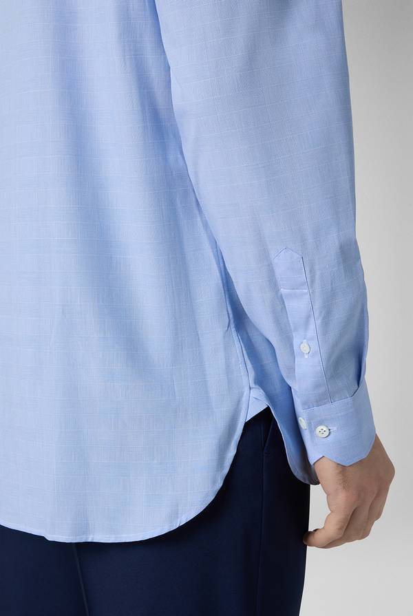 Lab. Pal Zileri Camicia Principe di Galles azzurra Nuovo
