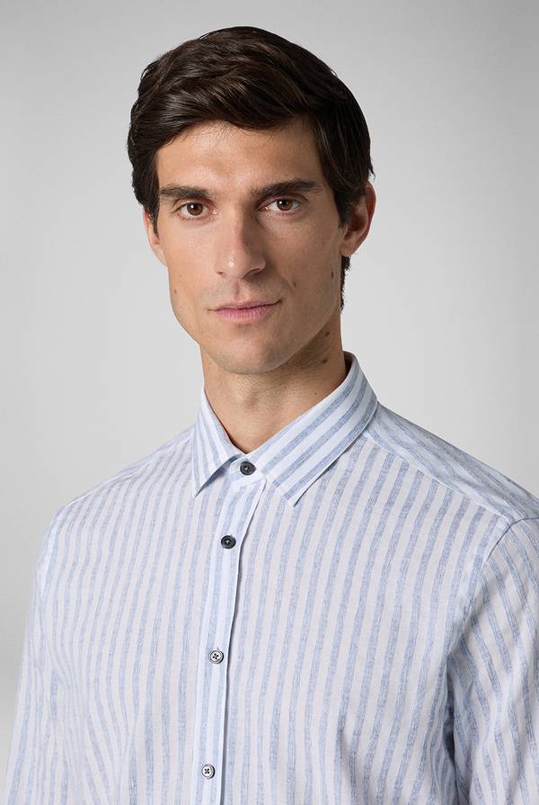 Lab. Pal Zileri Camicia a macro righe bianche e azzurre Shopping Online