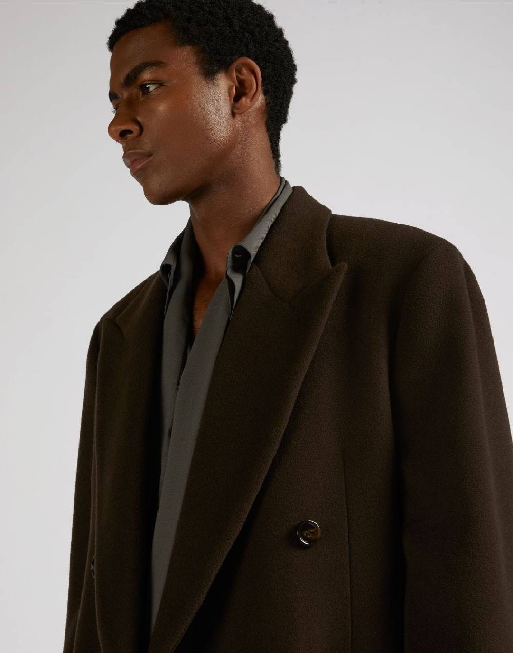 ﻿Lardini Cappotto doppiopetto marrone in lana a 6 bottoni Offerta