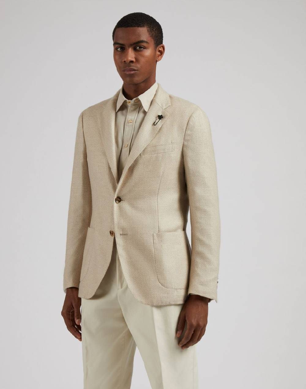 Lardini Giacca special line beige monopetto in cashmere e seta Offerte