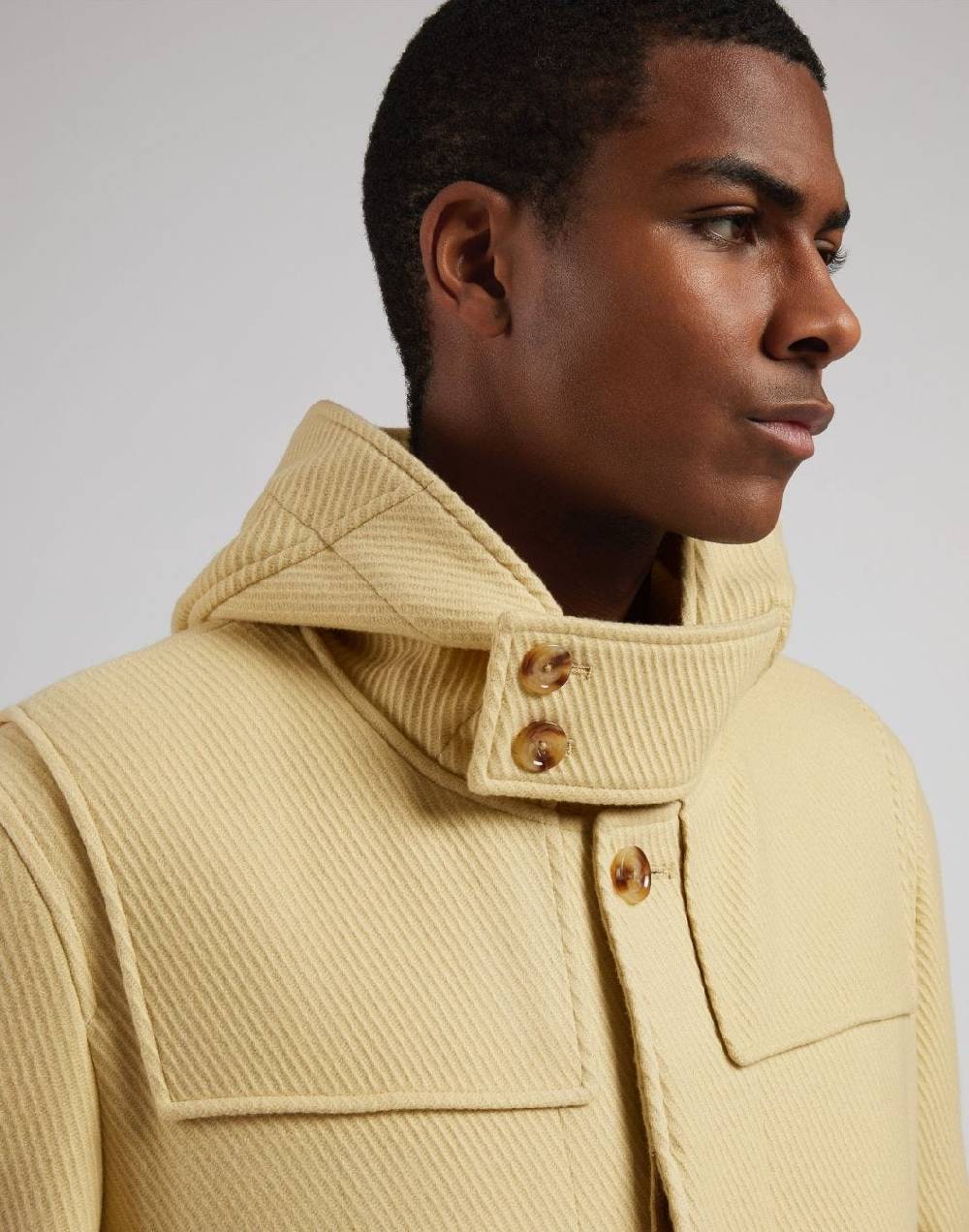 Lardini Montgomery con cappuccio in lana cashmere giallo pastello Hotsell