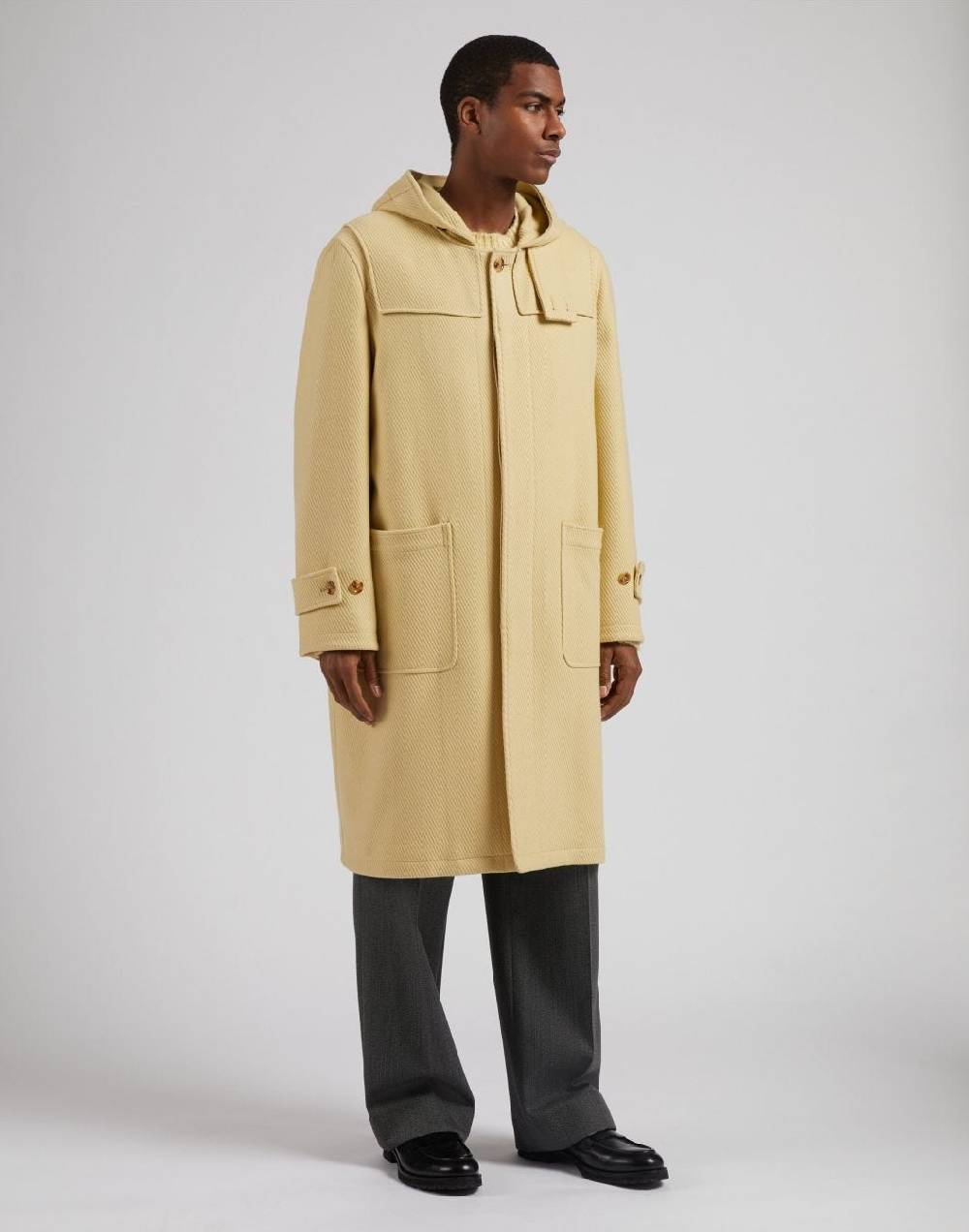 Lardini Montgomery con cappuccio in lana cashmere giallo pastello Hotsell