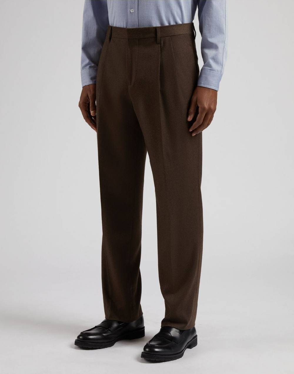 Lardini Pantalone feeling marrone in flanella pettinata Italy