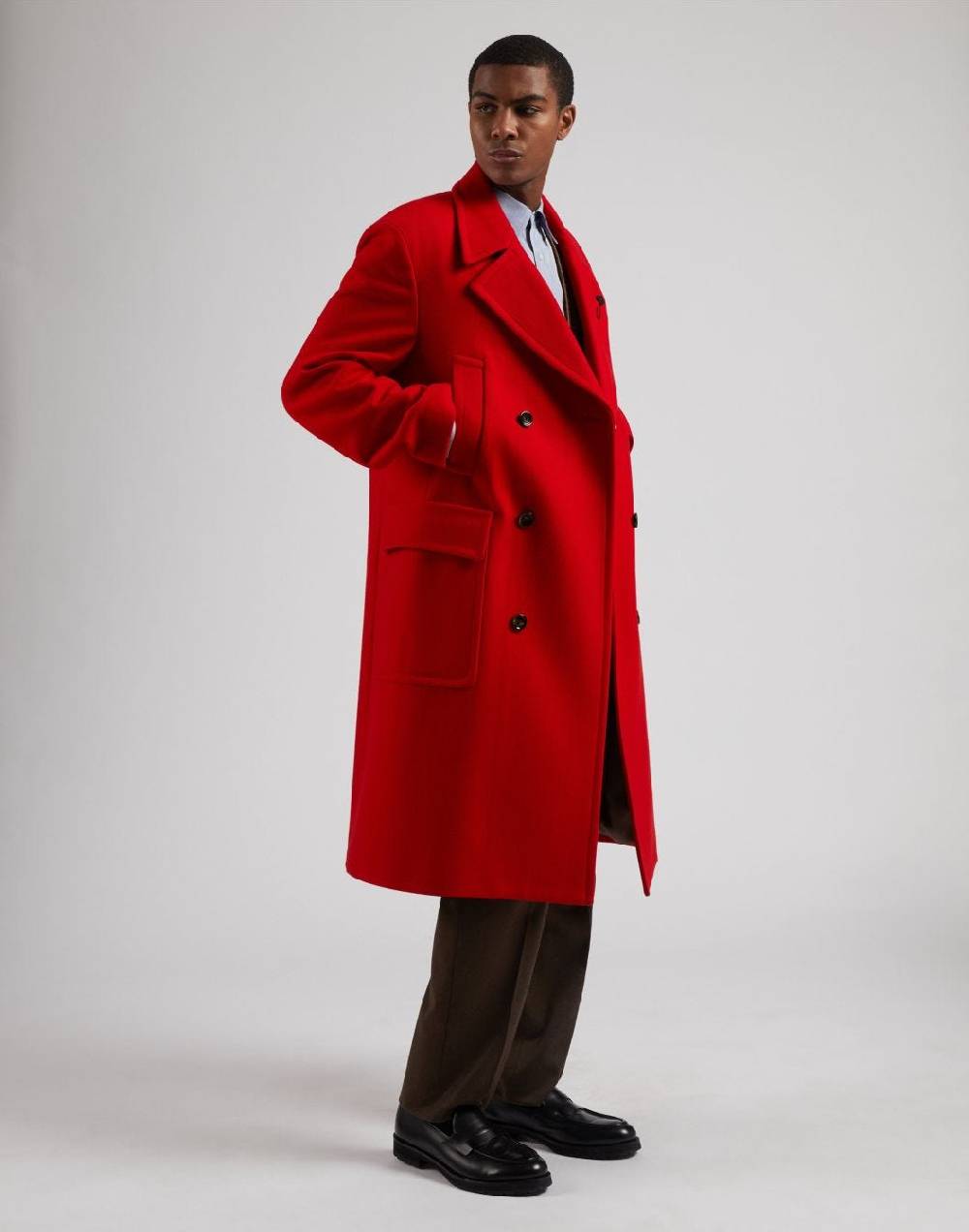 Lardini Pantalone feeling marrone in flanella pettinata Italy