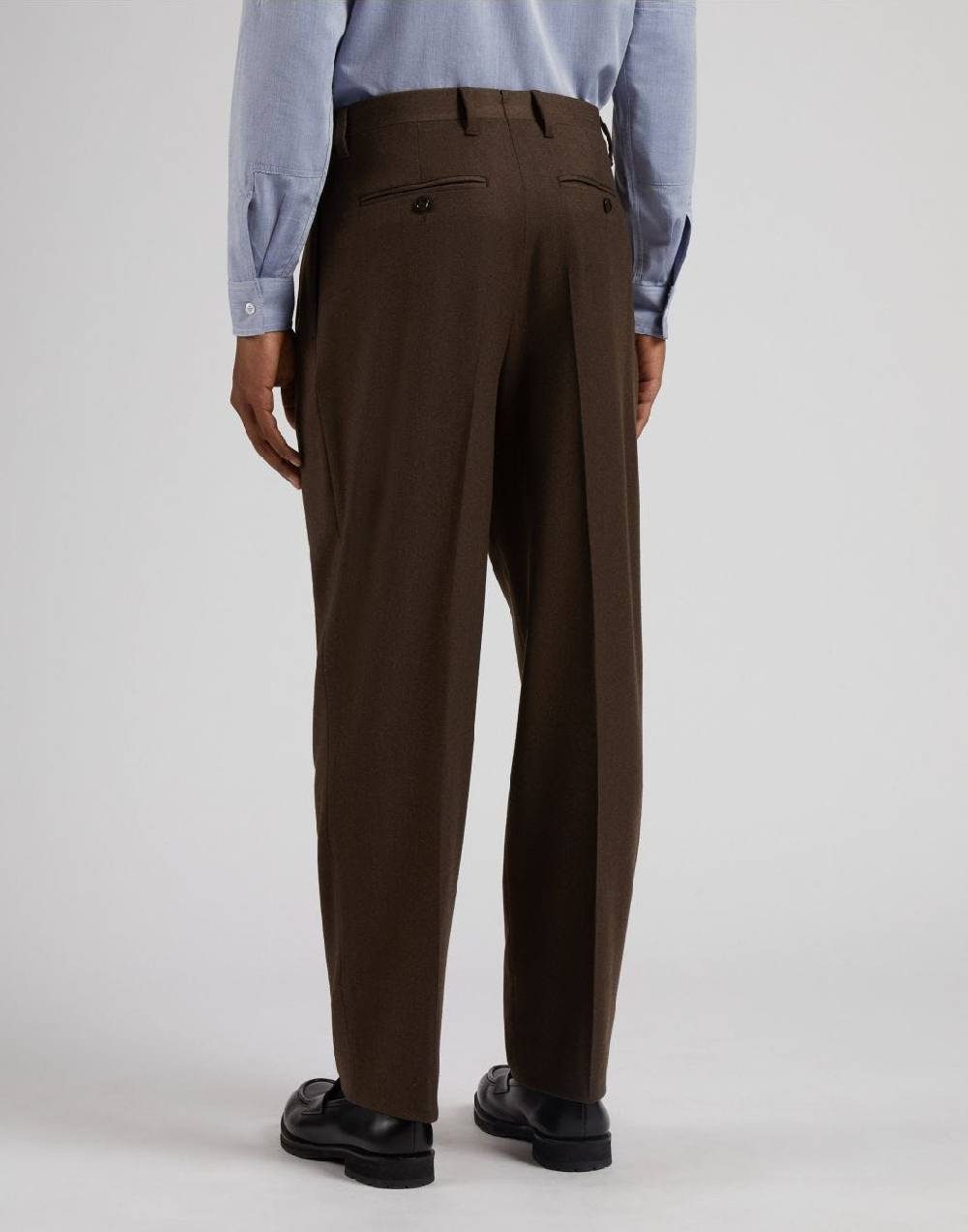 Lardini Pantalone feeling marrone in flanella pettinata Italy