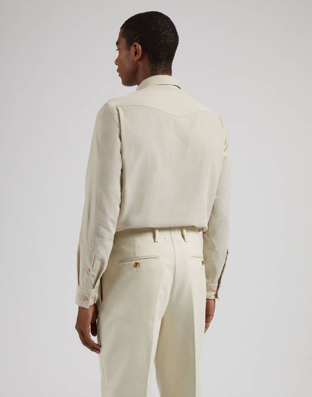 Lardini Camicia ricerca in velluto 3000 righe color panna Fino al 60% di sconto
