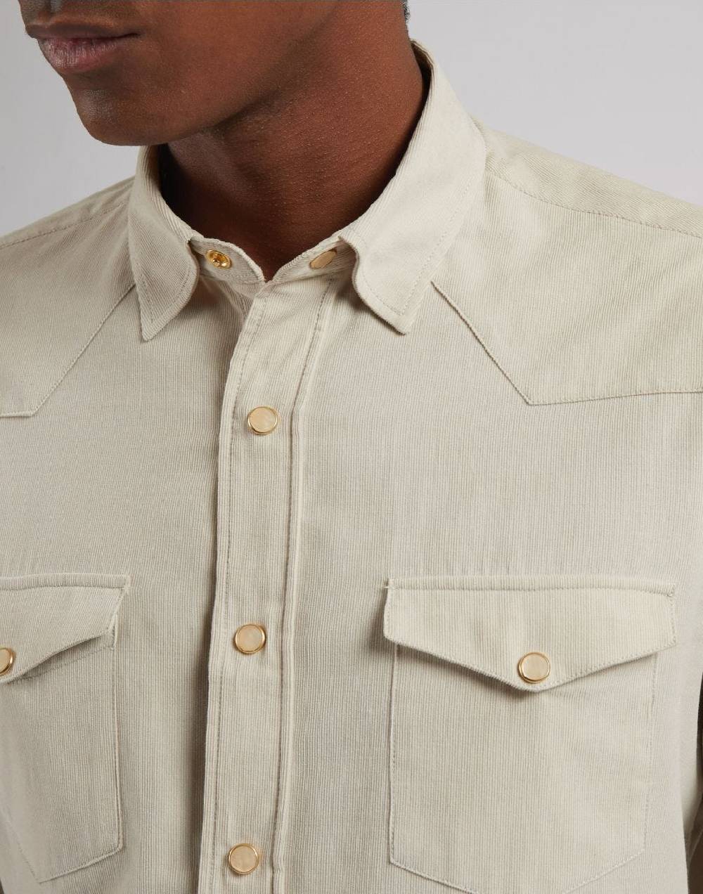 Lardini Camicia ricerca in velluto 3000 righe color panna Fino al 60% di sconto