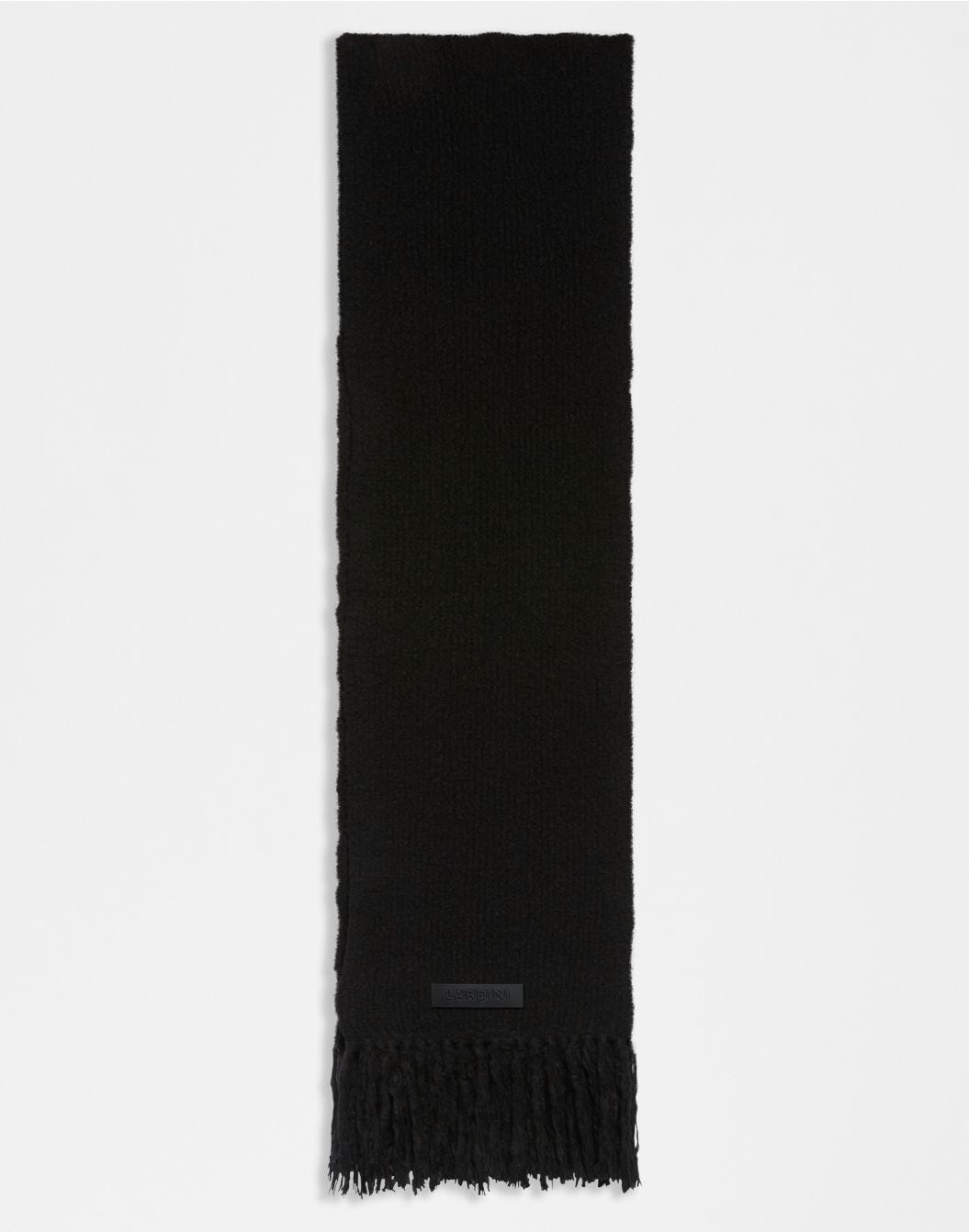 Lardini Sciarpa nera in maglia di lana e cashmere con peneri In Linea