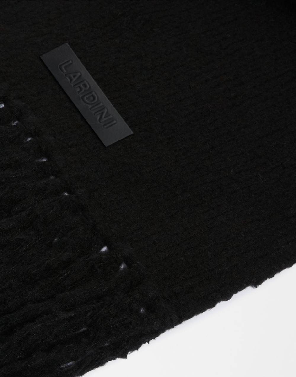 Lardini Sciarpa nera in maglia di lana e cashmere con peneri In Linea
