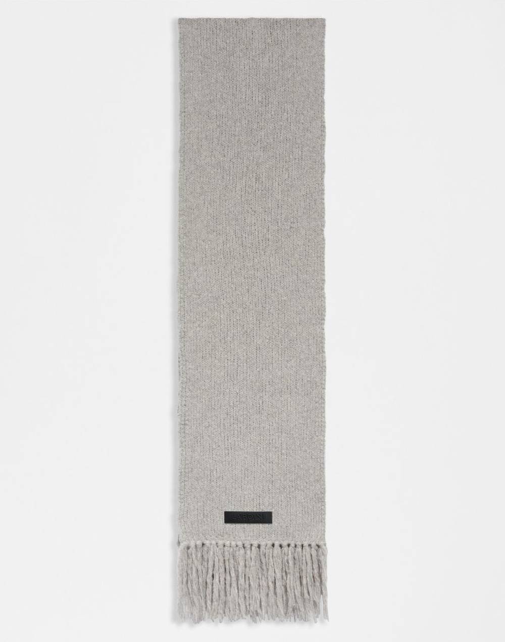 Lardini Sciarpa grigia in maglia di lana e cashmere con peneri Nuovo