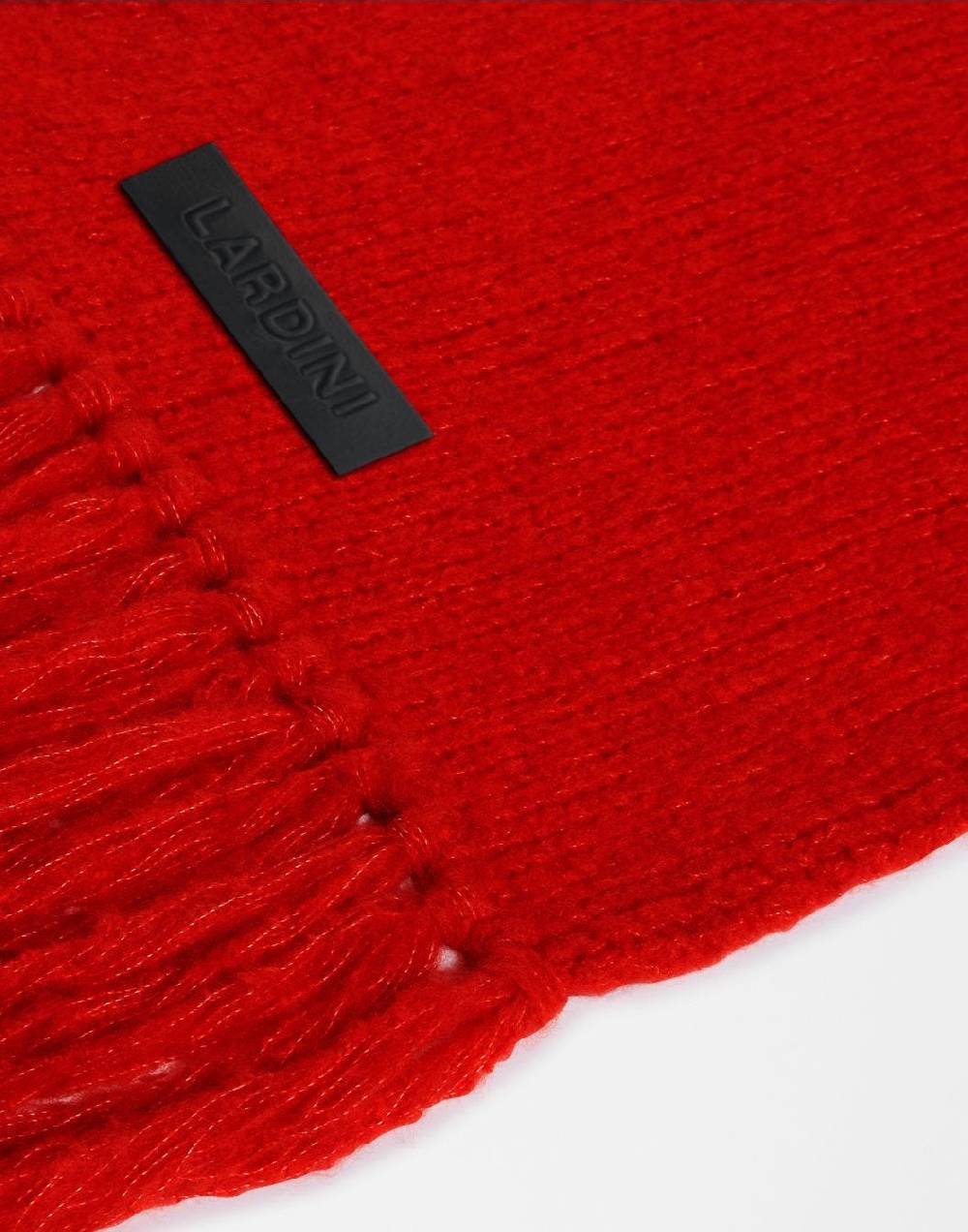 Lardini Sciarpa rossa in maglia di lana e cashmere con peneri Qualità