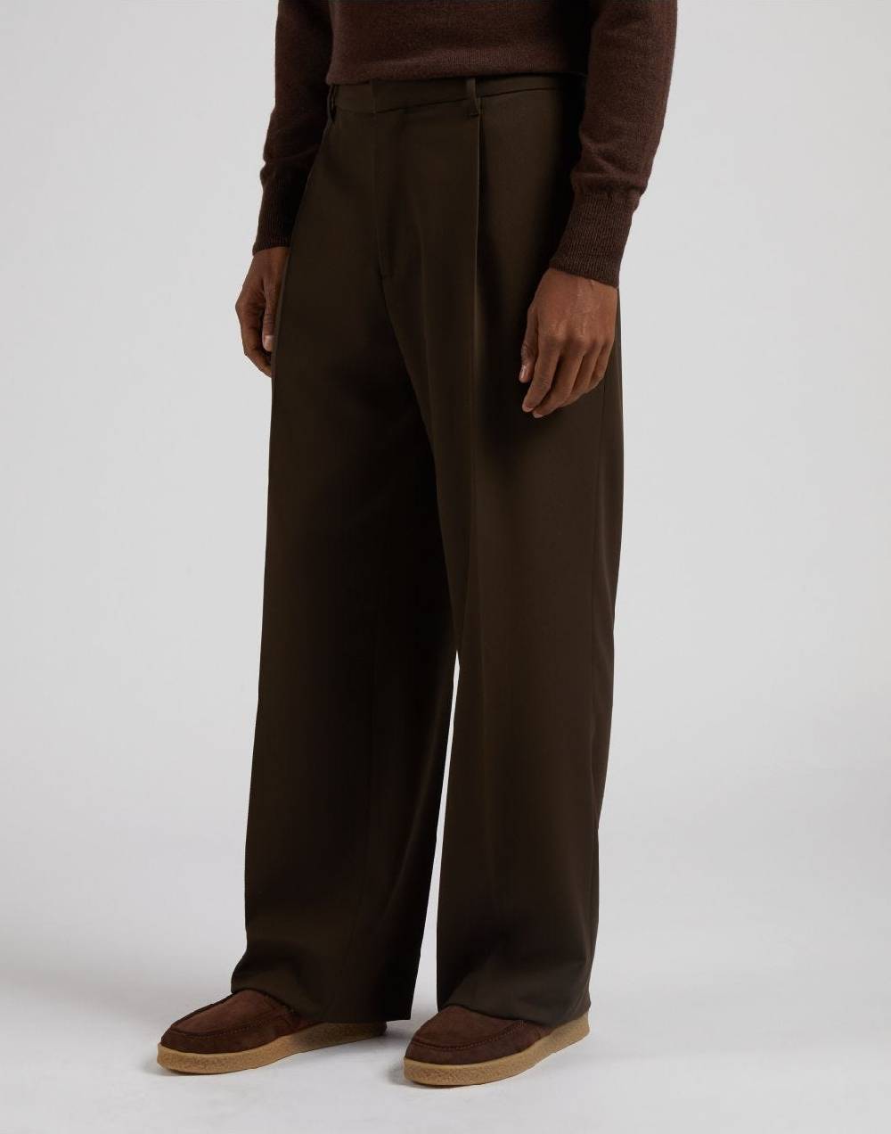 Lardini Pantalone miami marrone in tessuto fluido di pura lana Vendita