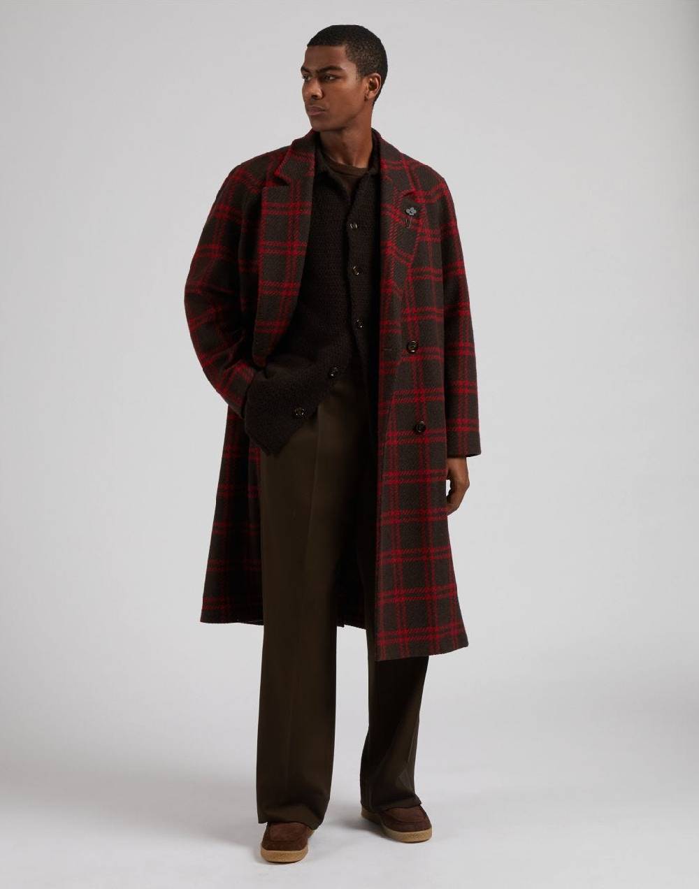 Lardini Pantalone miami marrone in tessuto fluido di pura lana Vendita