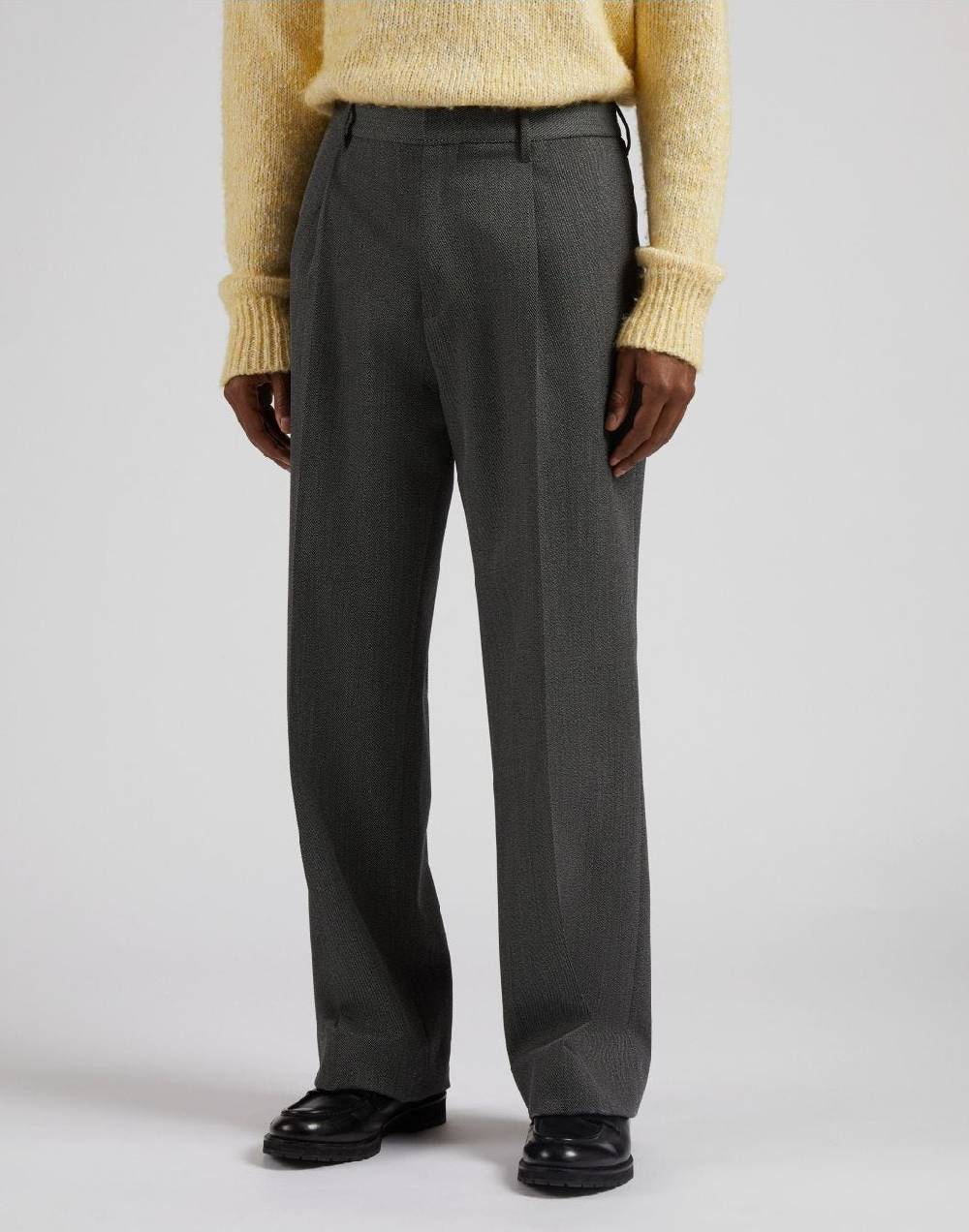 Lardini Pantalone miami in pura lana grigia con diagonale a contrasto Promozione