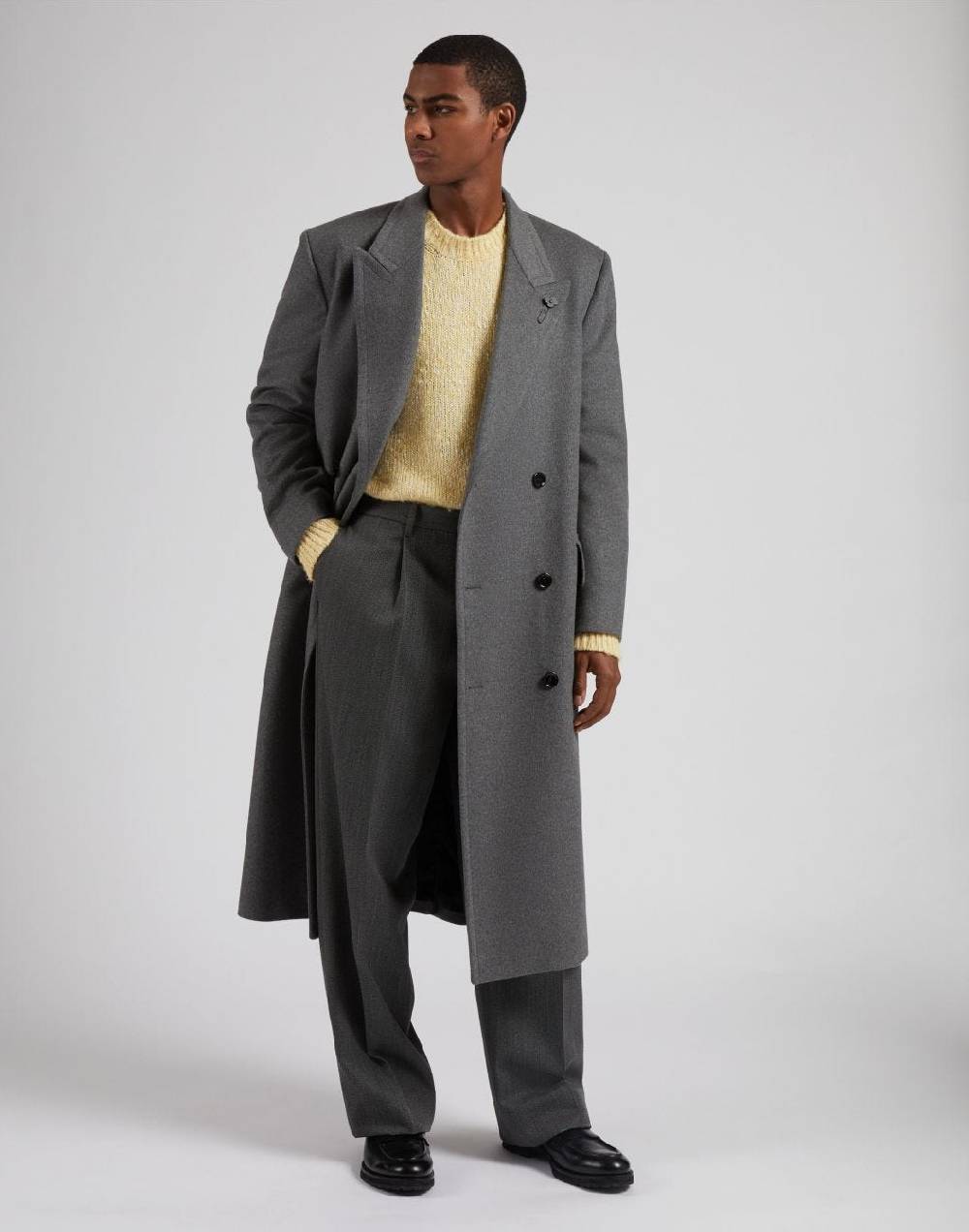 Lardini Pantalone miami in pura lana grigia con diagonale a contrasto Promozione