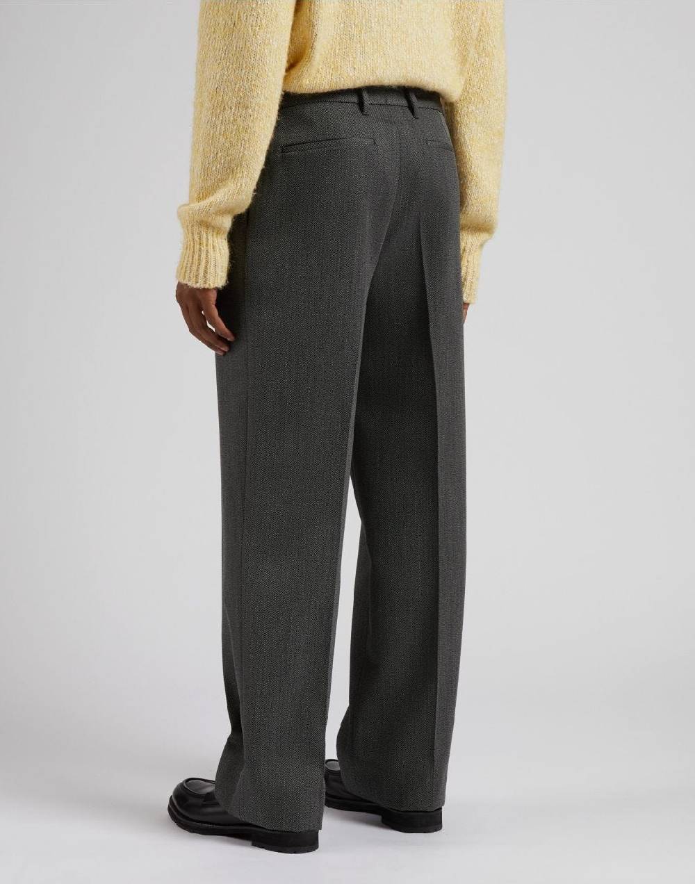 Lardini Pantalone miami in pura lana grigia con diagonale a contrasto Promozione