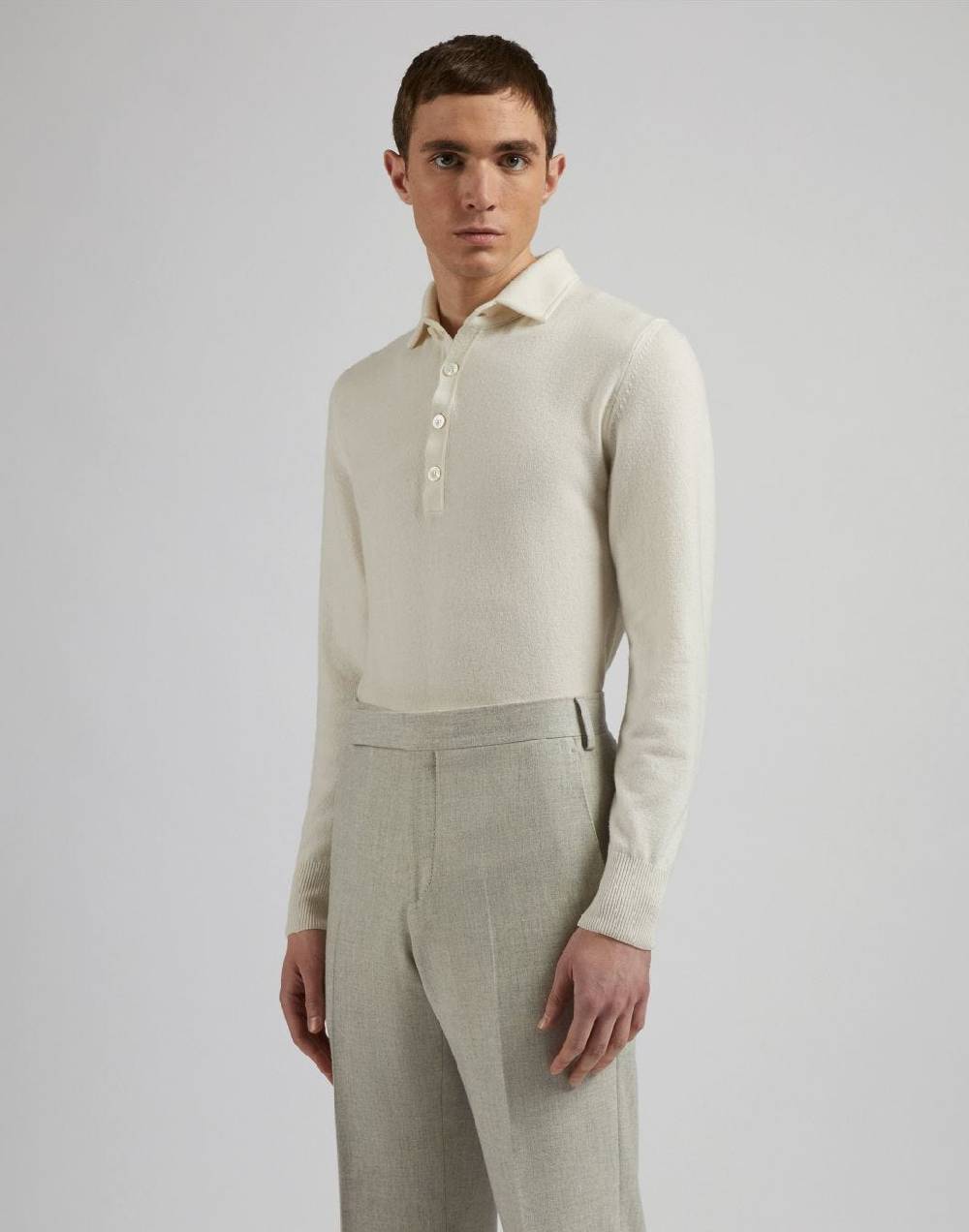 Lardini Polo bianca in 100% puro cashmere cariaggi titolo 2/28 Pezzi Unici