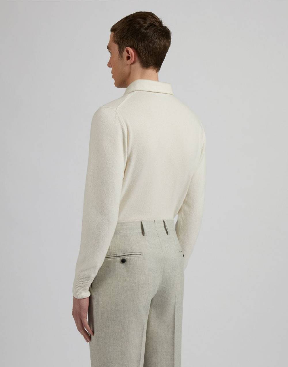 Lardini Polo bianca in 100% puro cashmere cariaggi titolo 2/28 Pezzi Unici