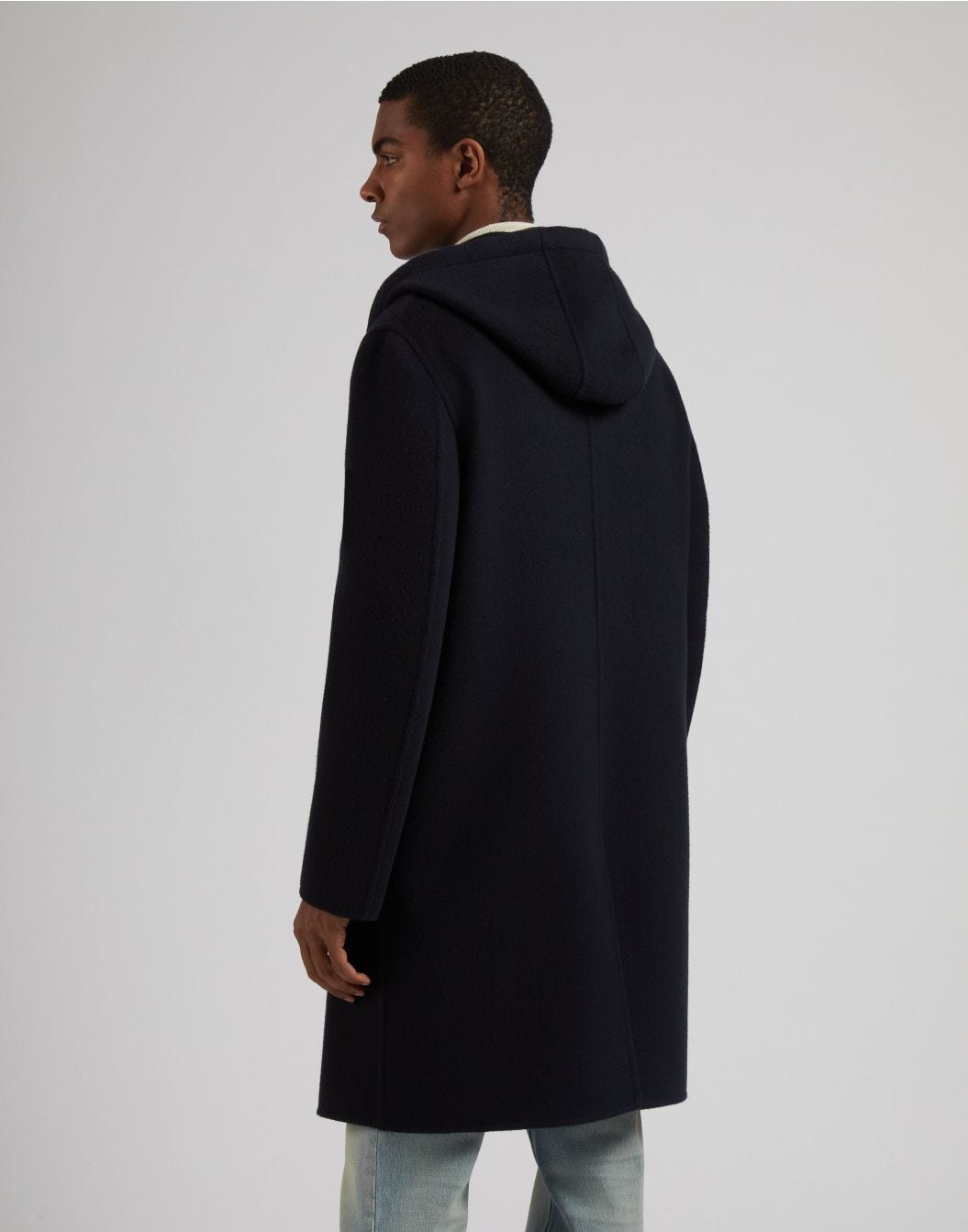 Lardini Cappotto monopetto blu in lana con cappuccio e coulisse Negozi Online