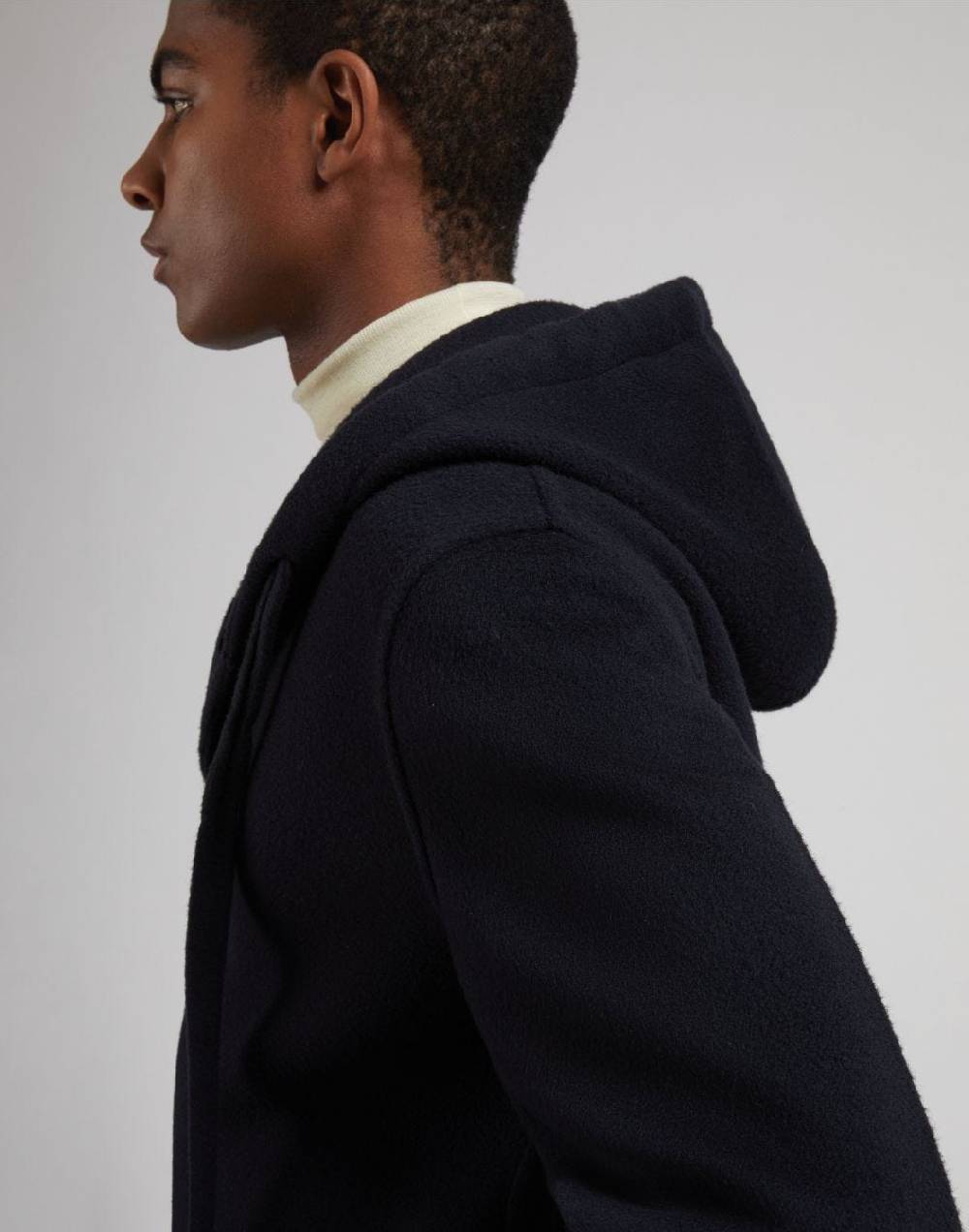 Lardini Cappotto monopetto blu in lana con cappuccio e coulisse Negozi Online