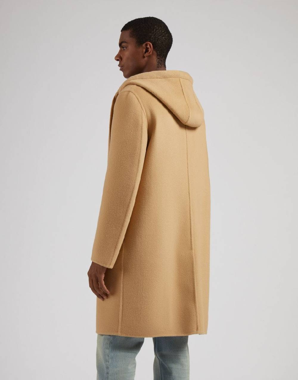 Lardini Cappotto monopetto beige in lana con cappuccio e coulisse Acquista Ora