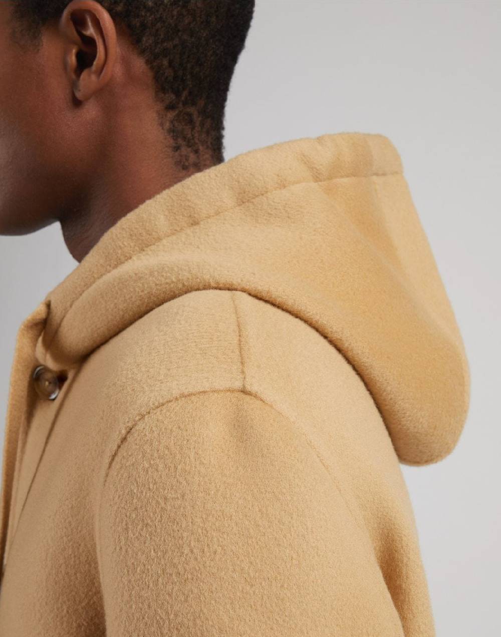Lardini Cappotto monopetto beige in lana con cappuccio e coulisse Acquista Ora