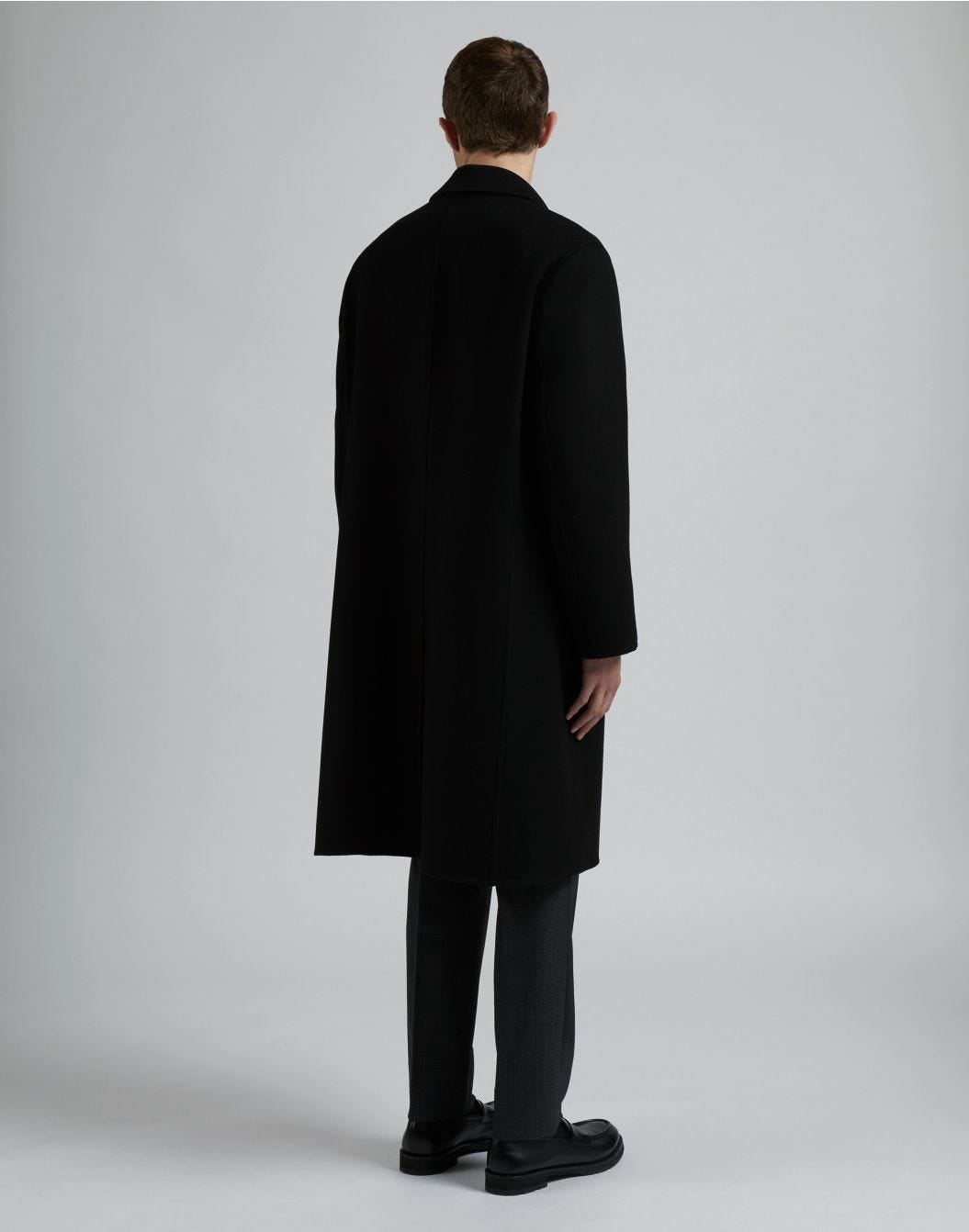 Lardini Cappotto monopetto nero in lana con finta davanti Consegna Veloce