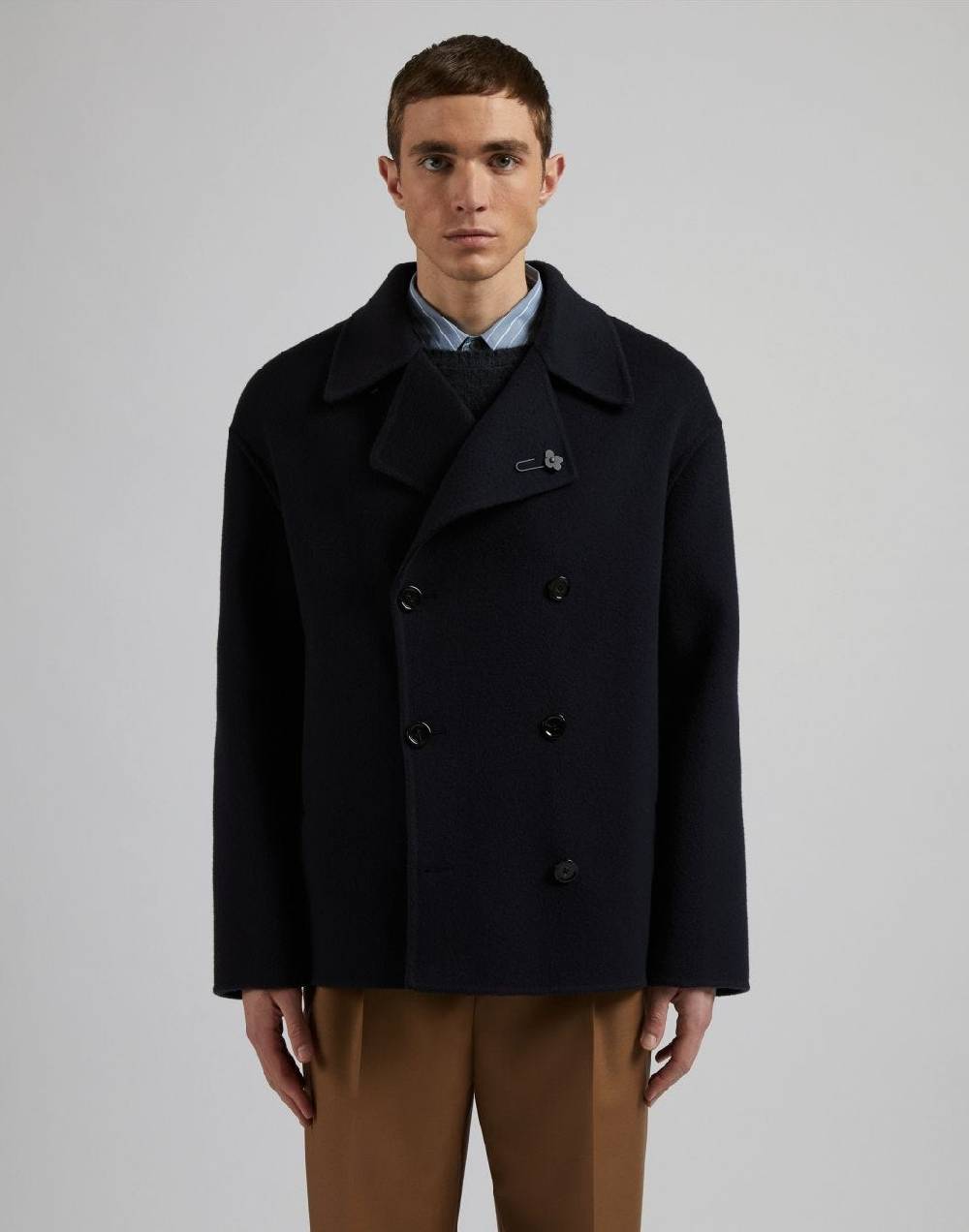 Lardini Caban corto doppiopetto 6 bottoni in lana blu Shopping Online