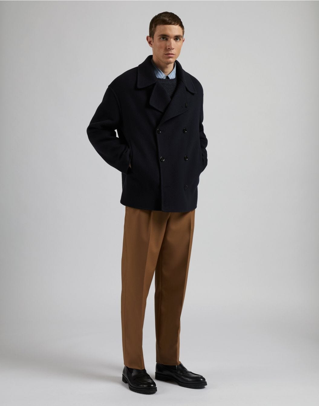 Lardini Caban corto doppiopetto 6 bottoni in lana blu Shopping Online
