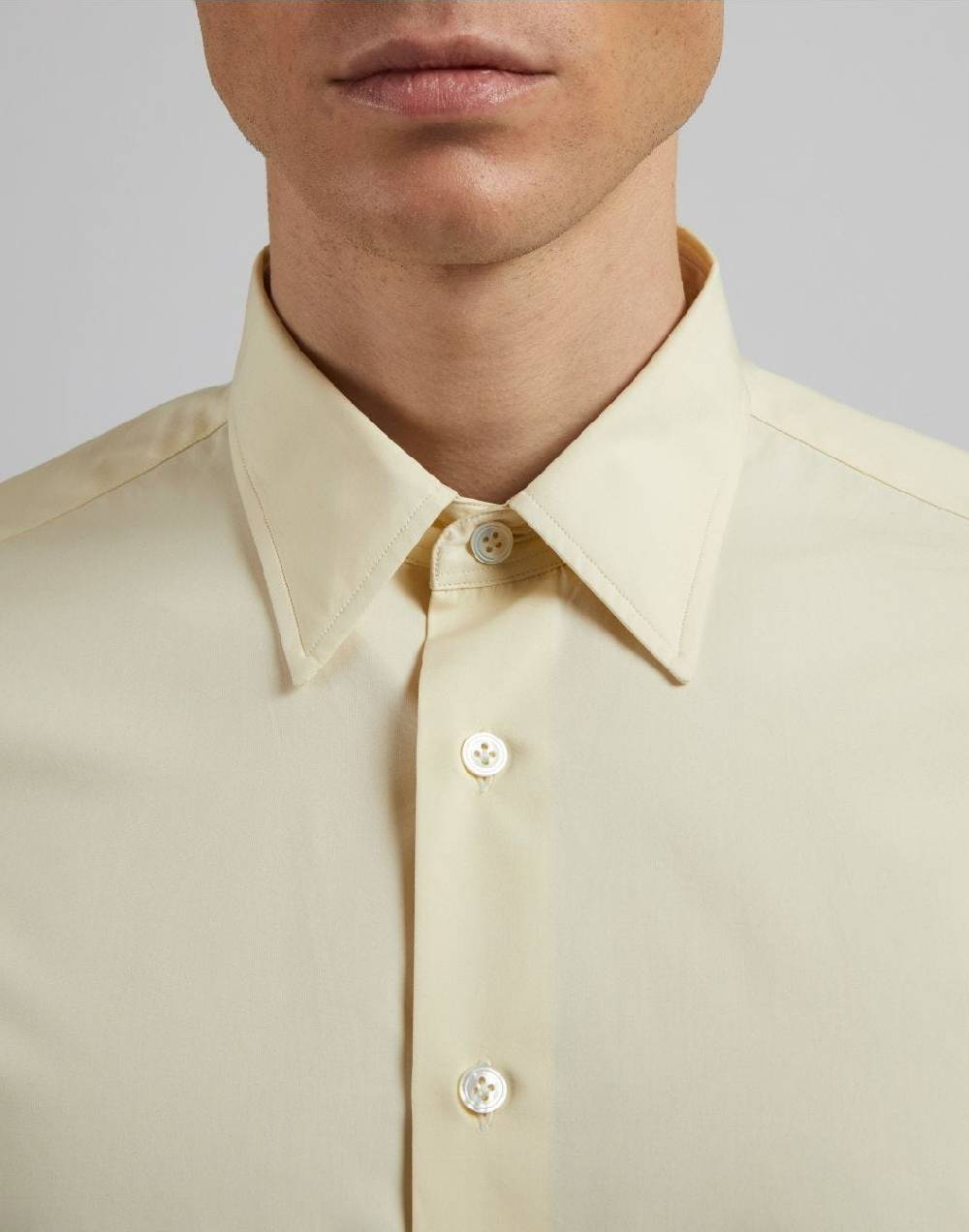 Lardini Camicia gialla in popeline di cotone compact Prezzo Ridotto