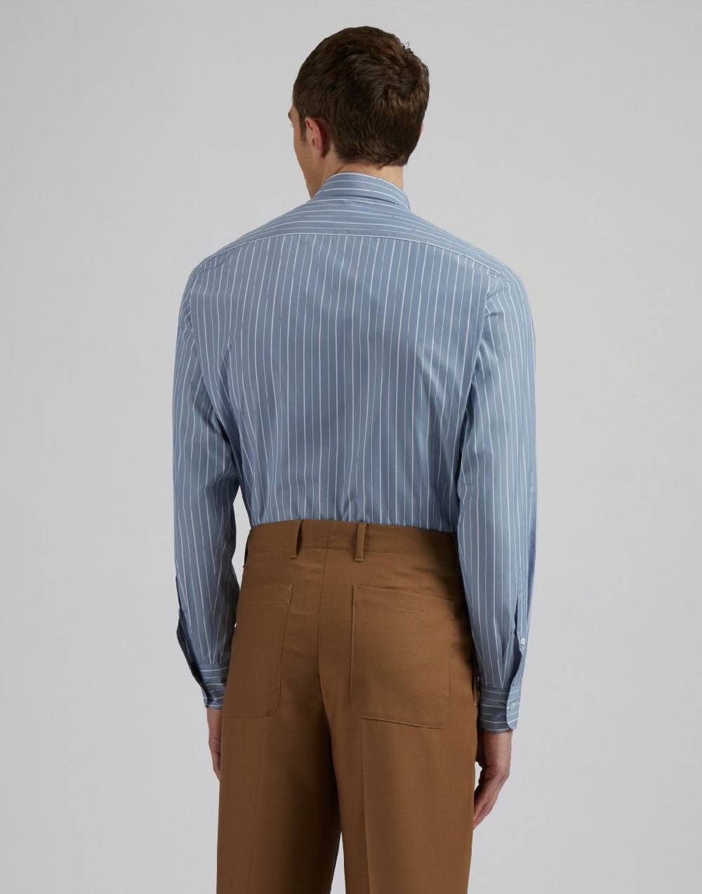 Lardini Camicia azzurra a righe in popeline di cotone compact Sottocosto