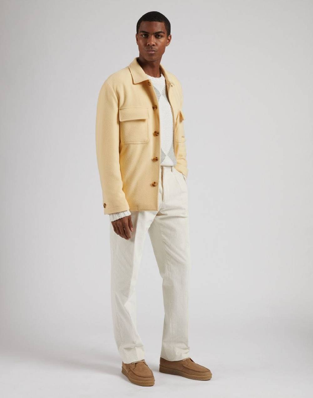 Lardini Pantalone feeling in velluto 500 righe color panna Novità