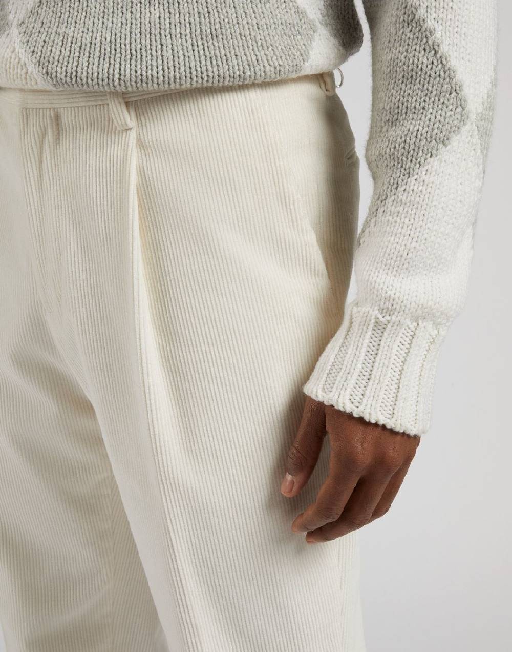 Lardini Pantalone feeling in velluto 500 righe color panna Novità
