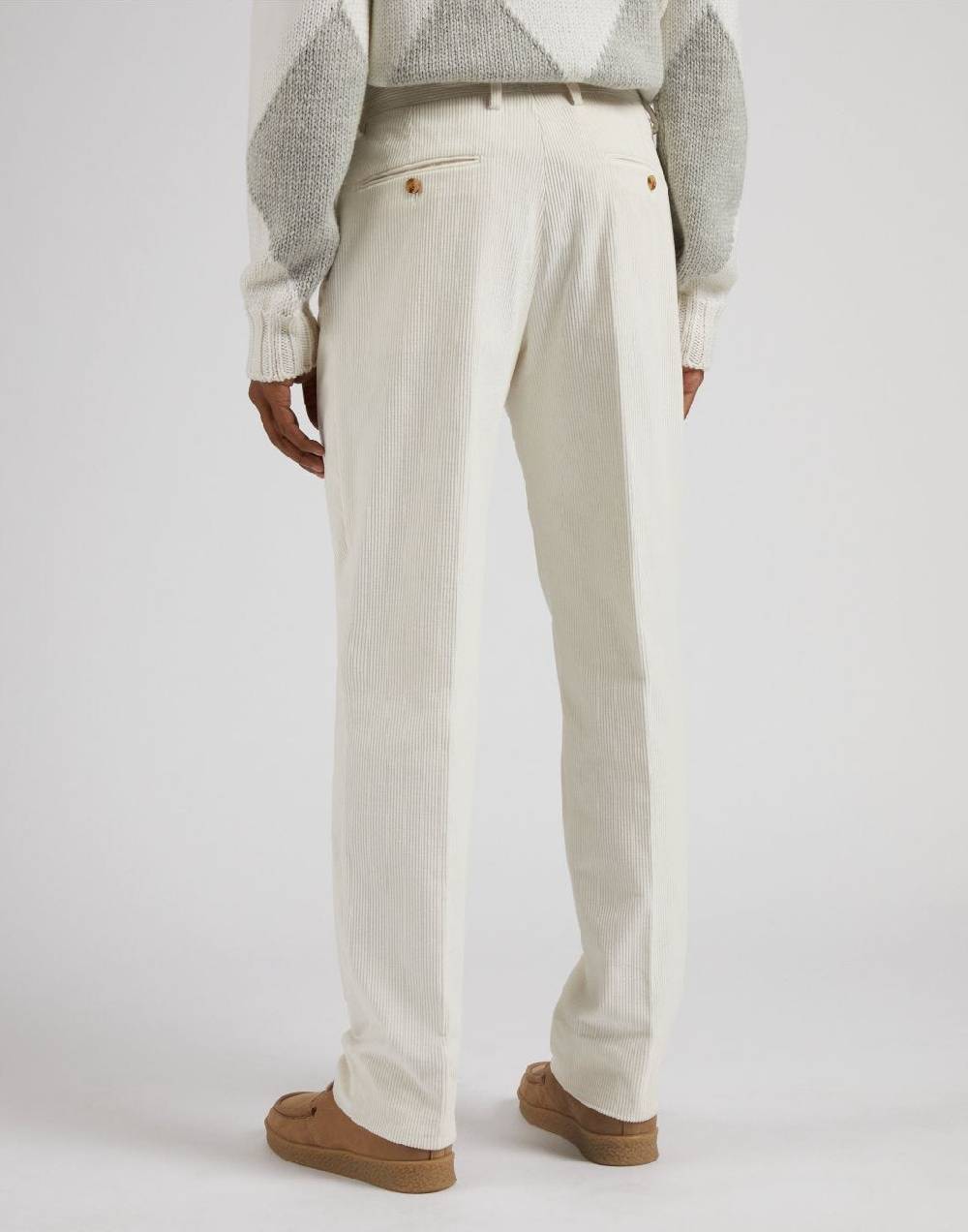 Lardini Pantalone feeling in velluto 500 righe color panna Novità