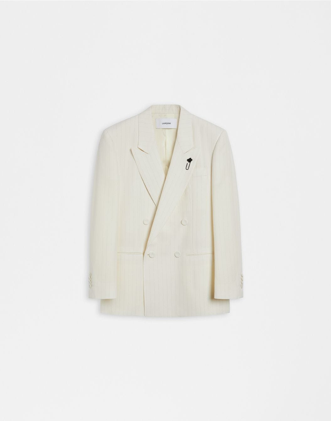 Lardini Giacca doppiopetto in tela di lana gessata lurex