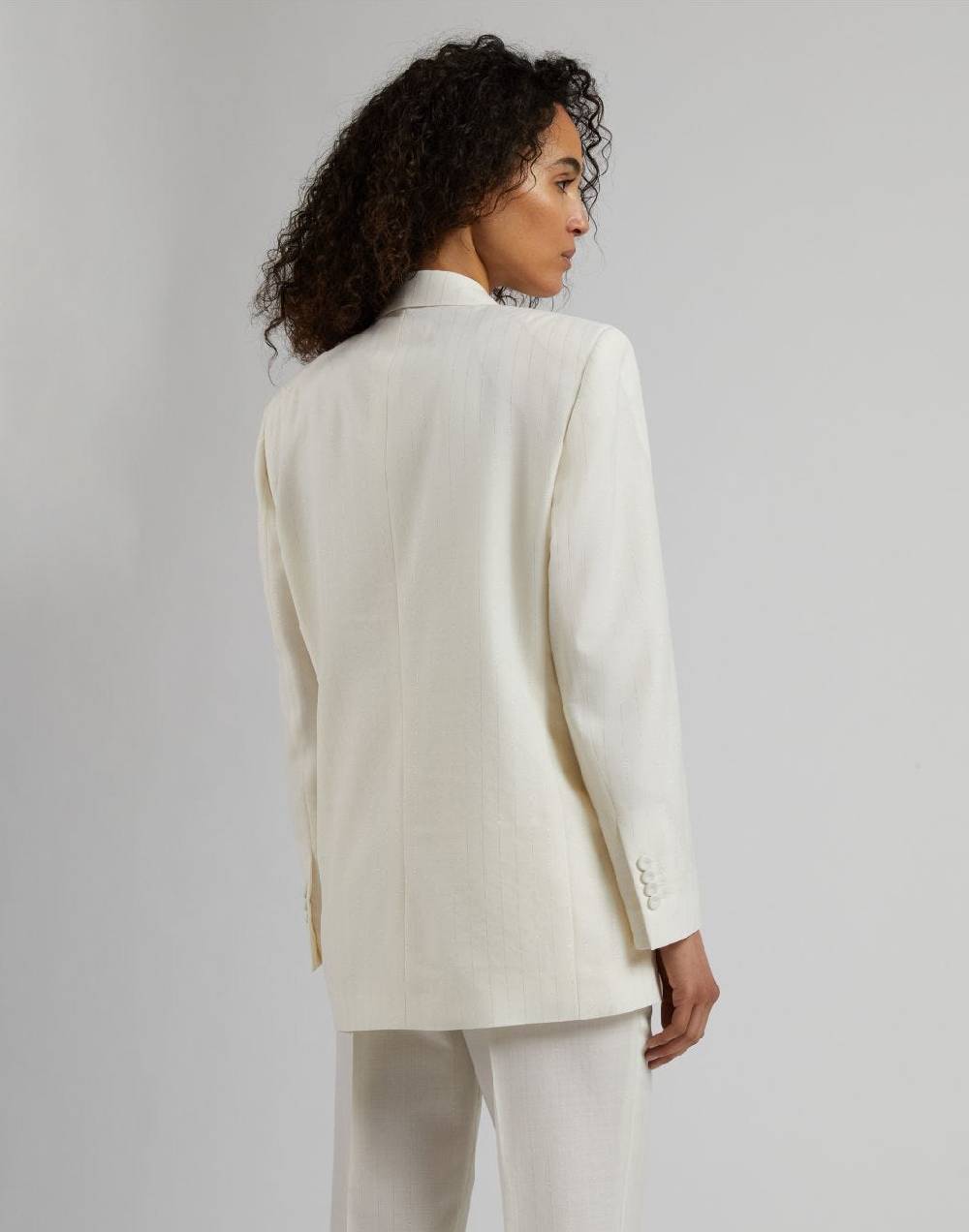Lardini Giacca doppiopetto in tela di lana gessata lurex Sconto