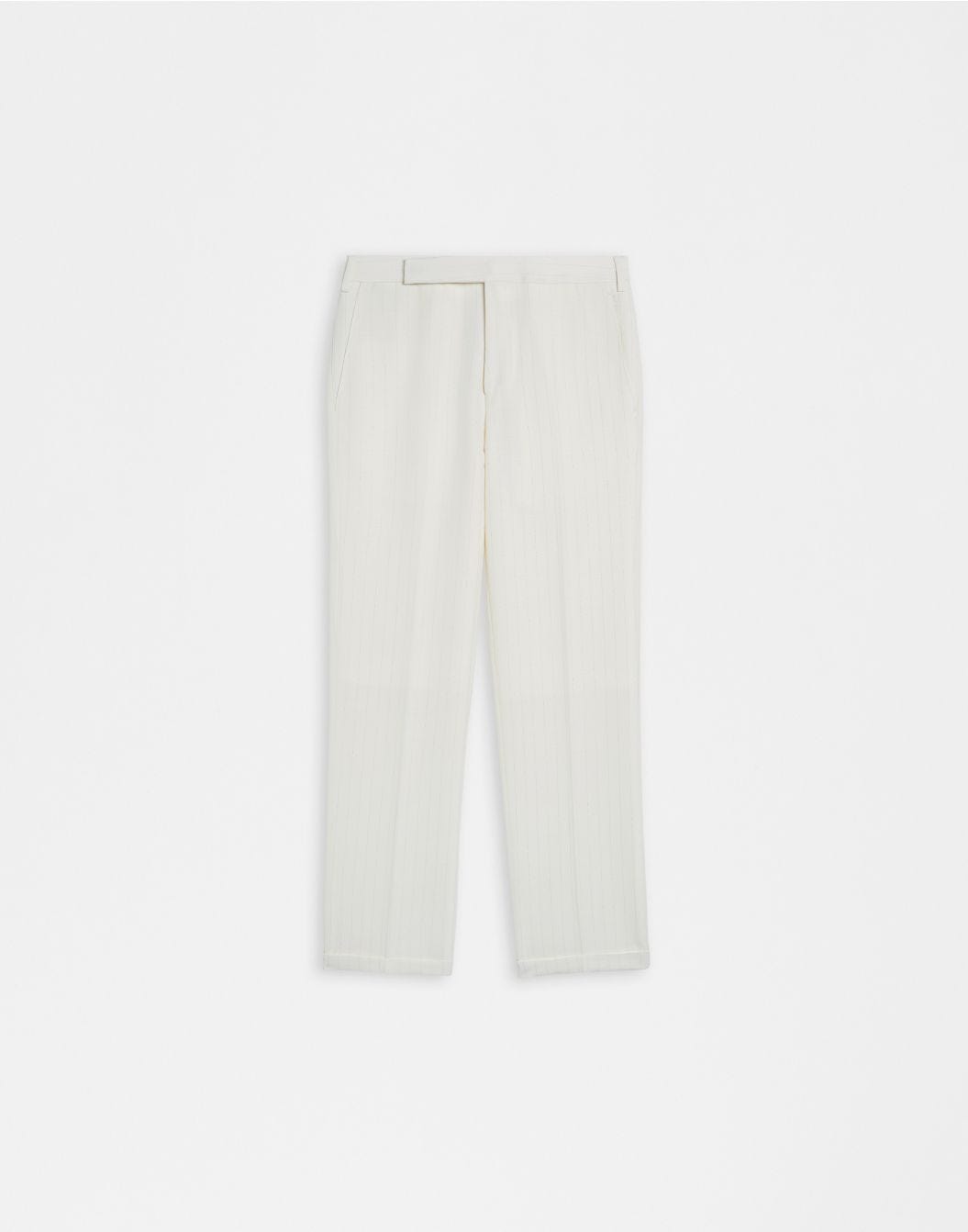 Lardini Pantalone in tela di lana gessata lurex bianco-argento
