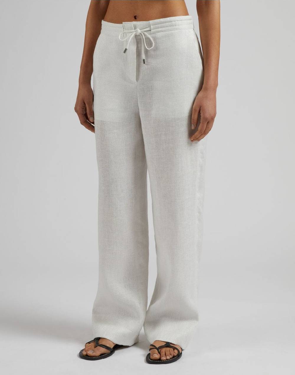 Lardini Pantalone ampio in tela di lino lurex Offerte