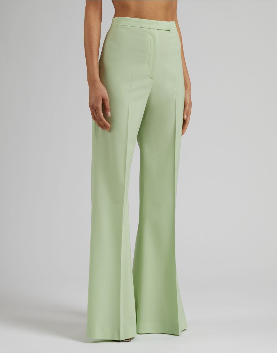 Lardini Pantalone verde a vita alta con fondo a zampa Vendita Economica