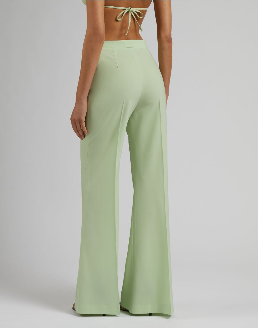 Lardini Pantalone verde a vita alta con fondo a zampa Vendita Economica