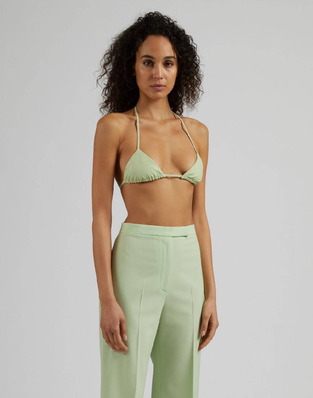 Lardini Bralette in eco-pelle verde pastello con laccetti Saldi Di Fabbrica
