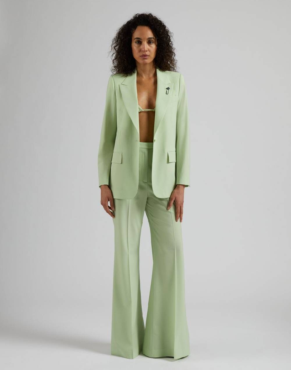 Lardini Bralette in eco-pelle verde pastello con laccetti Saldi Di Fabbrica