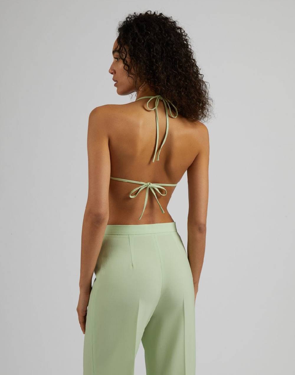 Lardini Bralette in eco-pelle verde pastello con laccetti Saldi Di Fabbrica