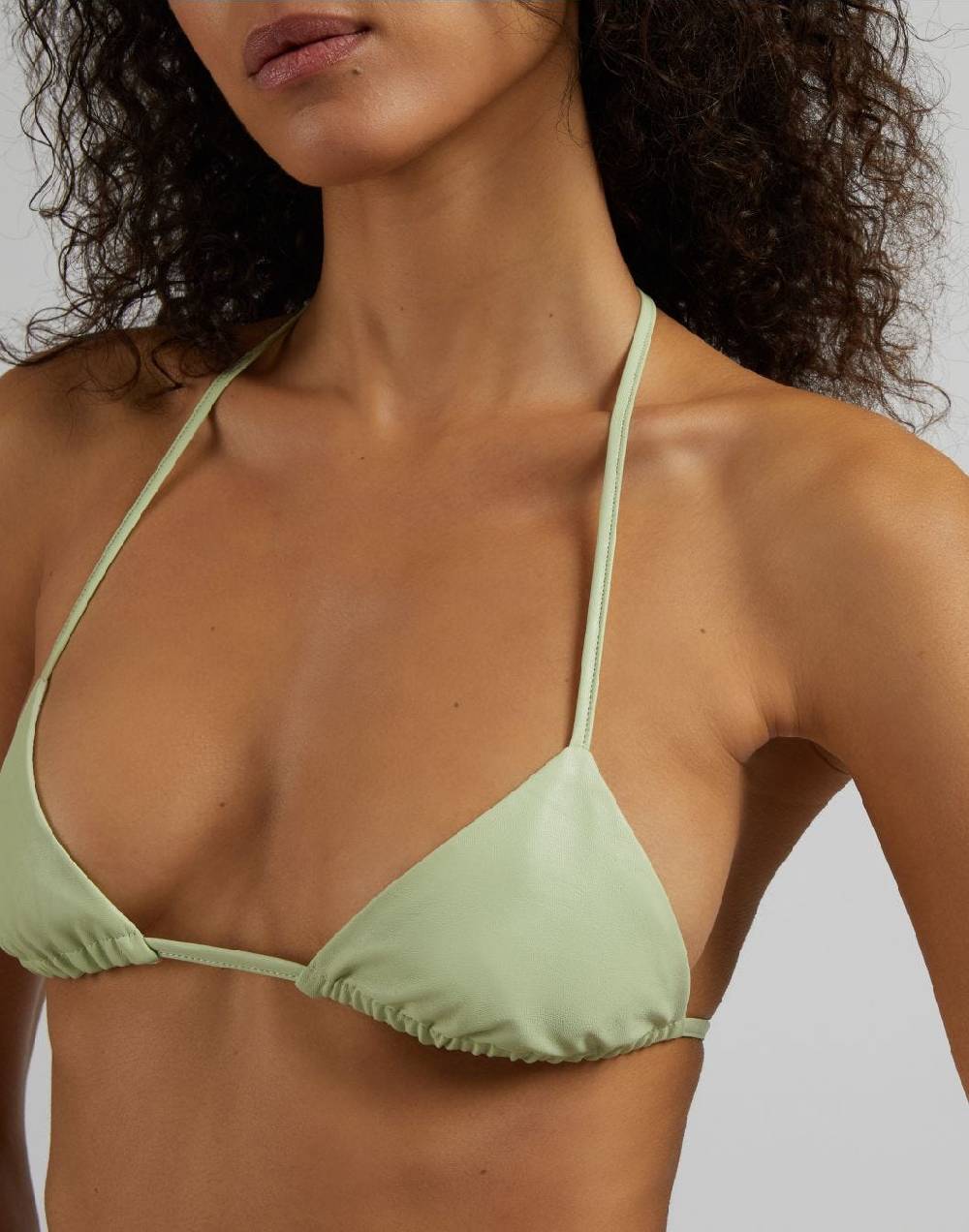 Lardini Bralette in eco-pelle verde pastello con laccetti Saldi Di Fabbrica