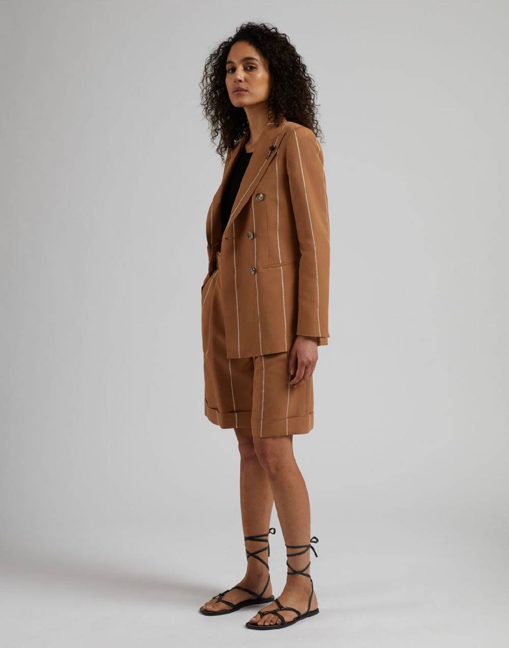 Lardini Blazer doppiopetto ruggine in viscosa gessato largo I Più Venduti