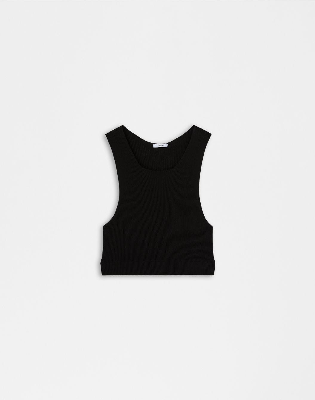 Lardini Top corto in maglia a costina nero in viscosa