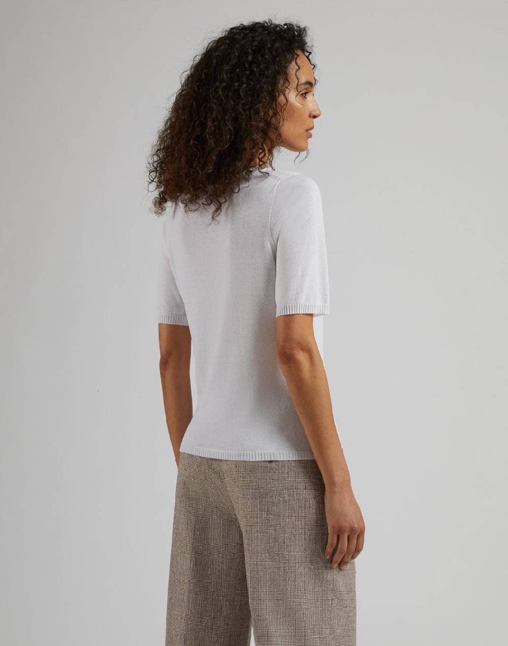 Lardini Maglia girocollo bianca in pregiato filato di viscosa In Saldo