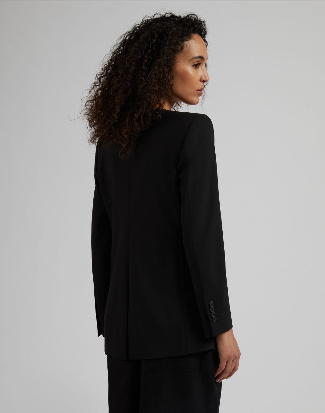 Lardini Giacca monopetto senza collo in tela di lana stretch nera 2025